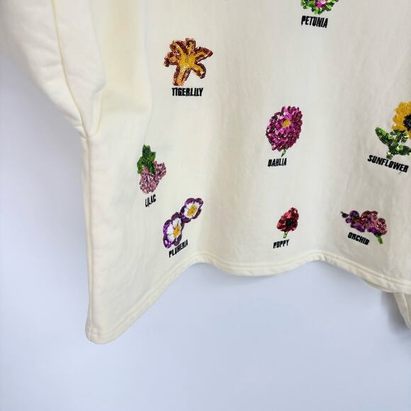 QUEEN OF SPARKLES Floral Embellished Cream Sweater - Picture 11 of 16